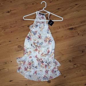 BKE Boutique brand floral frilly halter top from The Buckle
